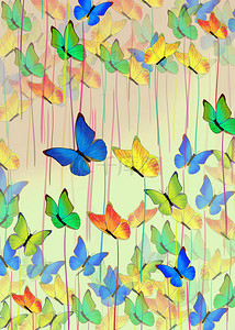 水彩颜料涂鸦的蝴蝶艺术背景