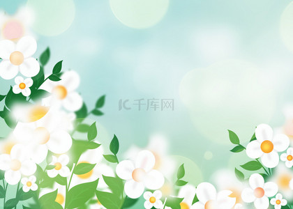 春天白色绿色背景图片_春天白色花卉背景