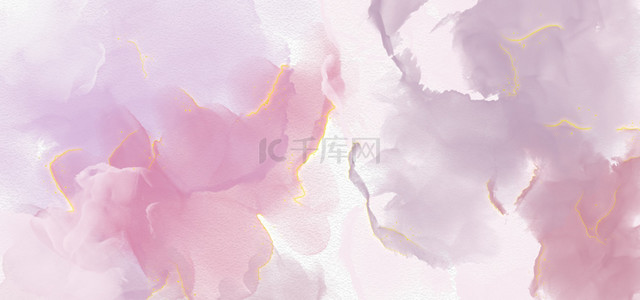 质感撞色背景图片_粉紫色金边水彩水墨背景