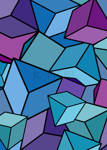 三角体背景背景图片_三角体立体感堆叠蓝紫背景