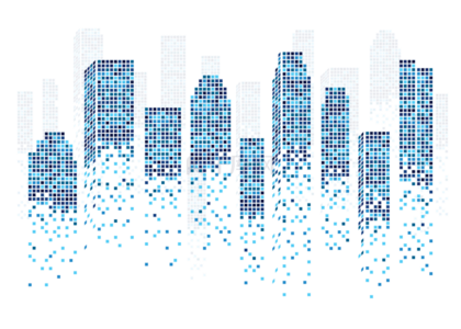 蓝色科技几何抽象背景图片_蓝色几何光感颗粒城市背景