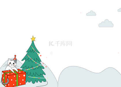 圣诞节卡通图案背景图片_圣诞节卡通剪纸圣诞树和礼物