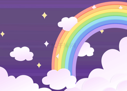 电脑桌面壁纸免费背景图片_可爱彩虹云朵背景