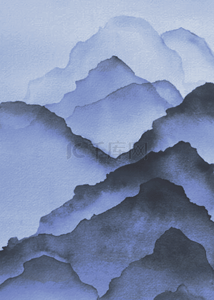蓝色大山水彩壁纸
