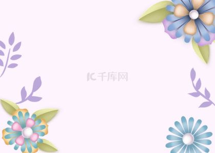 紫色剪纸背景图片_浅紫色剪纸风格花卉植物背景