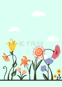 抽象花卉背景背景图片_夏季蓝色抽象花卉背景