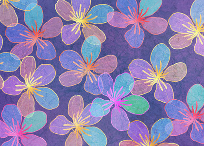 紫色水彩花朵背景图片_水彩花朵半透明五彩肌理背景