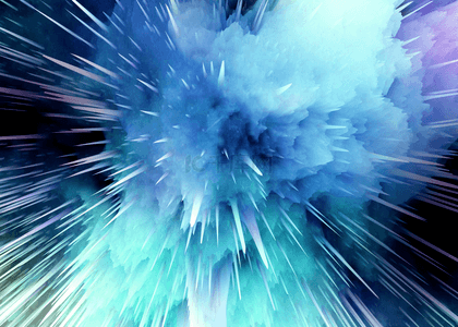 青蓝色抽象爆炸喷墨背景