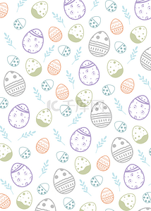 卡通可爱线稿背景图片_可爱的复活节彩蛋装饰画