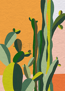 抽象几何绿色耐旱植物创意图形