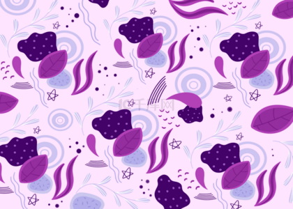 紫色植物线条抽象无缝隙背景