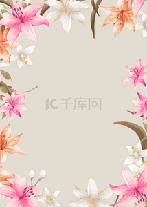 高端边框背景图片_杏色创意高端花卉边框背景