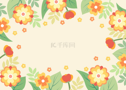 春天桌面背景背景图片_美丽橙黄绿色春天花卉背景