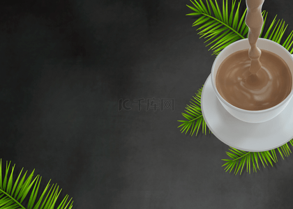 个性植物咖啡饮品背景