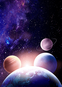 星球星空宇宙背景图片_紫色星球星空背景