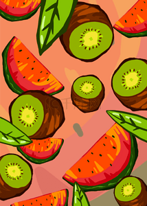 夏季复古水果背景壁纸