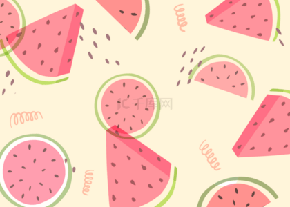 粉色水彩西瓜水果背景