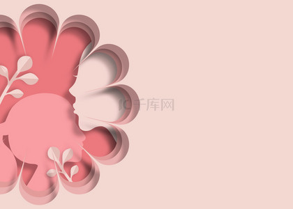 淡粉色花朵形状可爱母亲节剪纸