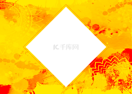 印度节背景图片_方形边框黄底候丽节背景