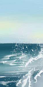 高清风景背景背景图片_蓝色大海漂亮的水彩手机壁纸背景