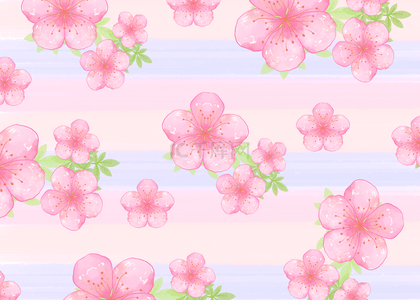 条纹可爱背景图片_粉色樱花花朵与条纹背景