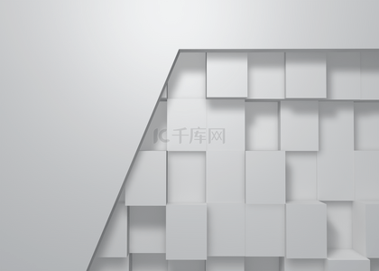 3d白色立体方形几何起伏背景
