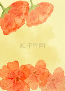 橙色渐变水彩背景图片_红色水彩晕染抽象花朵植物背景