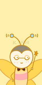 简约卡通小动物背景图片_黄色卡通魔法小蜜蜂