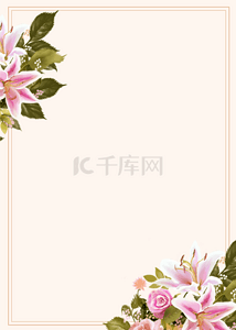 漂亮的水彩花背景图片_简约创意边框鲜花壁纸