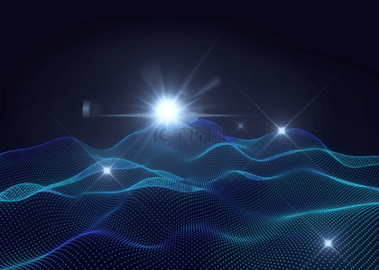 科技感桌面背景背景图片_蓝色抽象光粒子背景
