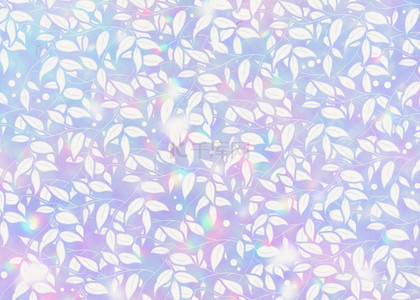 水印植物背景图片_紫色树叶水印全息色无缝隙背景