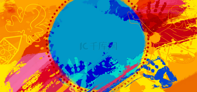 印度节背景图片_彩色底纹上的蓝色圆环候丽节背景