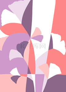 粉色紫色抽象几何植物创意图形背景