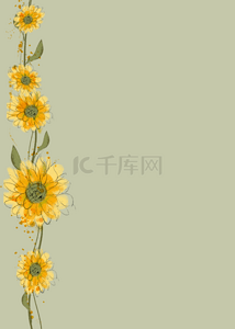 向日葵花背景背景图片_创意新鲜水彩风格向日葵花壁纸