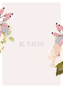 浅粉色线框浪漫花卉背景