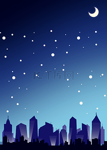 星空背景城市背景图片_月光星空下的城市