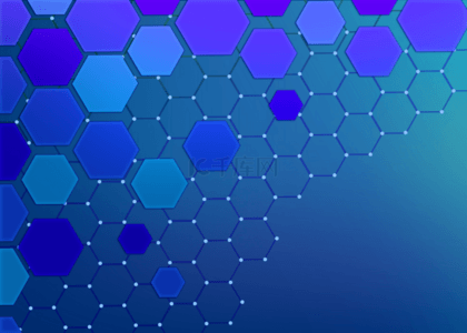 深蓝色科技背景图片_深色五边形抽象几何图案背景