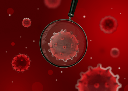 型肺炎背景图片_红色医学新型冠状病毒放大背景