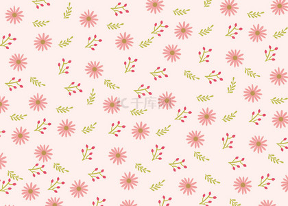 可爱墙纸背景图片_粉色夏季可爱小花无缝隙背景