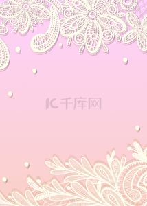 粉色立体边框背景图片_花朵植物蕾丝婚礼渐变粉色立体圆点贺卡邀请