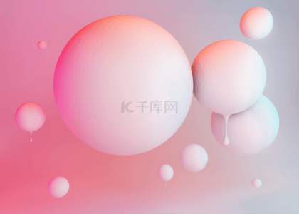 背景立体球背景图片_粉白色3d立体球滴落背景