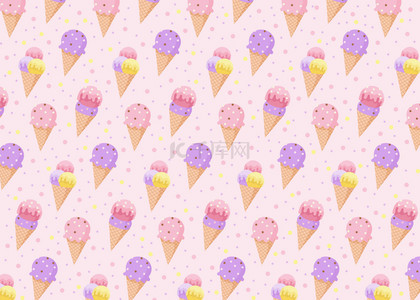 可爱平铺粉色背景图片_温柔优雅可爱冰淇淋平铺背景