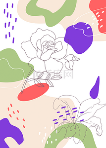 手绘创意手绘花卉背景图片_抽象几何花卉色彩背景