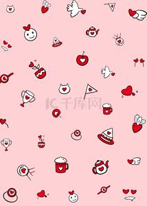 红色520背景图片_红色爱心卡通图情人节背景