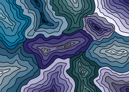 圆形抽象蓝紫色渐变地理纹理等高线背景