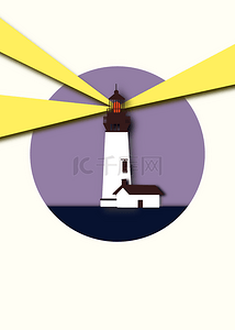 紫色剪纸背景图片_卡通海上灯塔剪纸背景