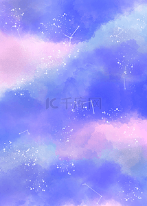 蓝紫星空背景背景图片_水彩风格紫色系星云和星系背景