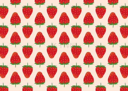 草莓水果平铺粉色背景创意