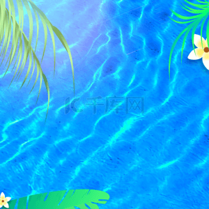 蓝色水波纹植物花朵背景