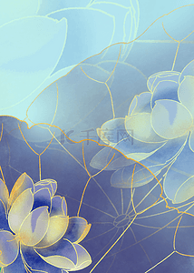水彩素描花瓣复古金色描边花卉豪华背景
